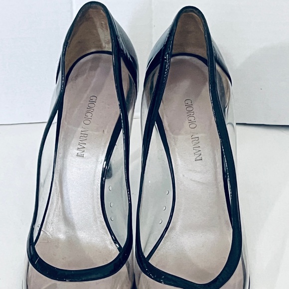 Giorgio Armani Black Patent Leather and PVC Stiletto Heel Size 38 (8)) - Picture 4 of 13